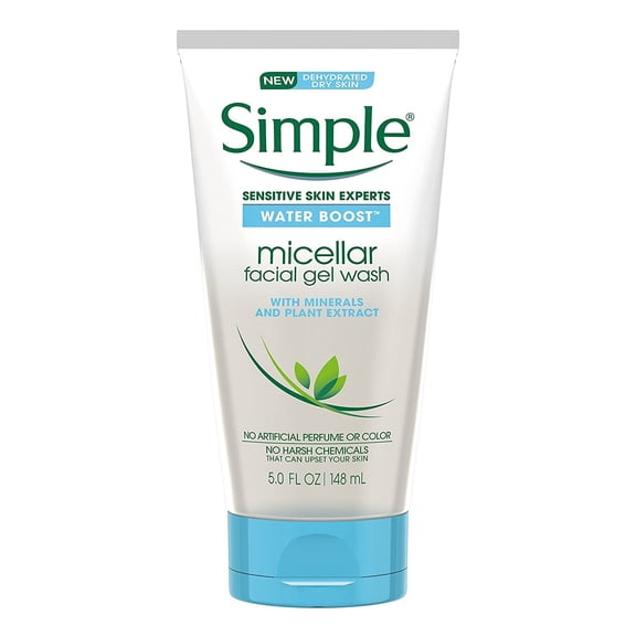Simple Water Boost Micellar Facial Gel Wash for Sensitive Skin, 3 Count