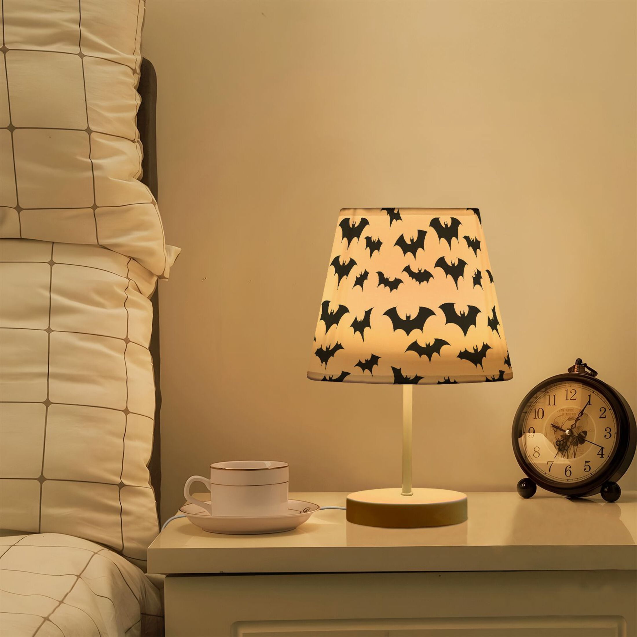 LED Desk Lamp Silhouette Bats Table Nightstand Lamps with 3 Color Temperatures for Home Bedroom Living Room Decor 8x12