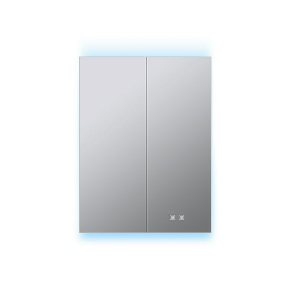 Lexora Corsica 24 in W x 32 in H Surface-Mount LED Mirror Medicine Cabinet with Defogger