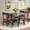 2 Brown + 2 Black, variant on 5 Piece Dining Table Set, Wooden Kitchen Table Set with 4 PU Upholstered Chair, Industrial Metal Frame Dinette Set for Dining Room, Home Dinner, Party