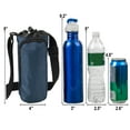 thumbnail image 2 of Reusable 16 Oz. Drawstring Closure Water Bottle Carrier Bag with Adjustable Shoulder Strap & Phone Pocket for Glass, Plastic, Stainless Steel Bottles, Walking, Running, Biking & Jogging in Navy Blue, 2 of 2