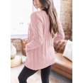 thumbnail image 4 of Jersey tipo cárdigan PRETTYGARDEN de punto trenzado rosa empolvado para mujer, 4 of 6