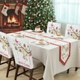 thumbnail image 4 of Merry Christmas Chair Back Covers Set of 8, Winter Floral Bird on Blooming Tree Red Green Stretch Dining Chair Back Slipcovers Removable Seat Cover for Kitchen Restaurant Hotel Cafe, 4 of 9