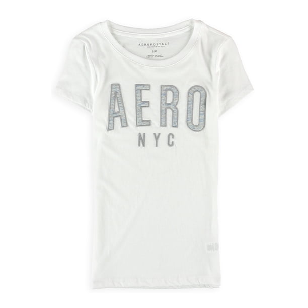 Camiseta gráfica con relleno de jersey para mujer de Aeropostale, blanca, mediana Aeropostale Camiseta gráfica