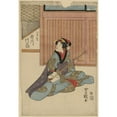 thumbnail image 2 of Toyokuni Utagawa 11x14 Black Ornate Wood Framed Double Matted Museum Art Print Titled: Ichikawa Monnosuke No Yaoya Oshichi (1818), 2 of 5