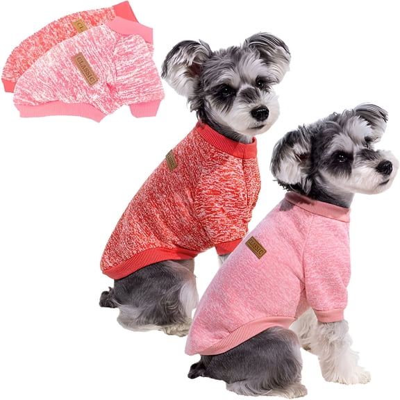 TELOLY 2Pcs Dog Sweaters for Small Dogs-Warm Winter Puppy Sweaters Cute Soft Dog Clothes Outfit Pet Costume