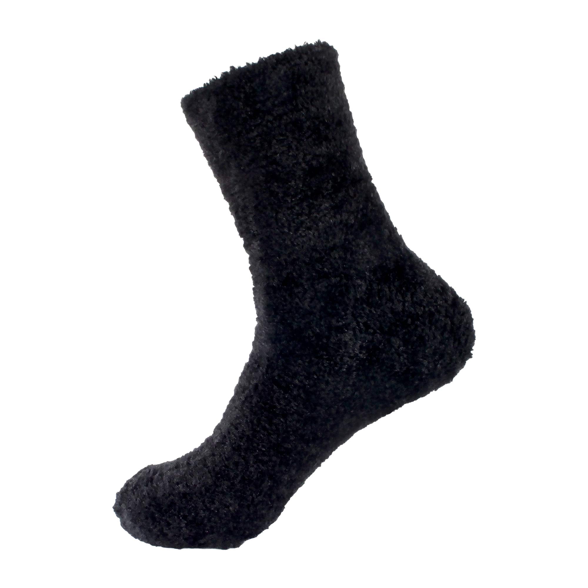 Medium/Large Comfy Warm Plush Slipper Bed Fuzzy Socks - Black 4 Pairs - Walmart.com