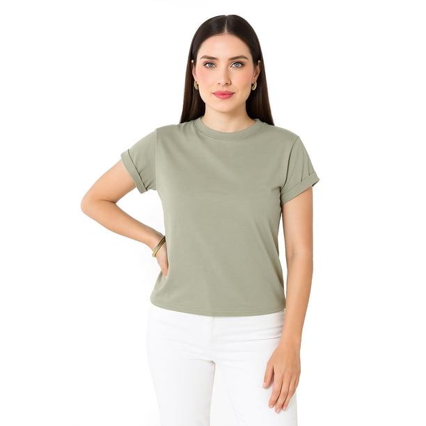 Playera básica manga corta /Juvenil, 0011 (Verde militar) verde oscuro M