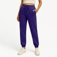 thumbnail image 2 of Tianiyouqing Sweat Pants Womens Cinch Bottom Stretchy Waist High Waisted Comfy Joggers Trousers Winter Drawstring Fleece Lined Dressy Baggy Sweatpants Purple XL, 2 of 5