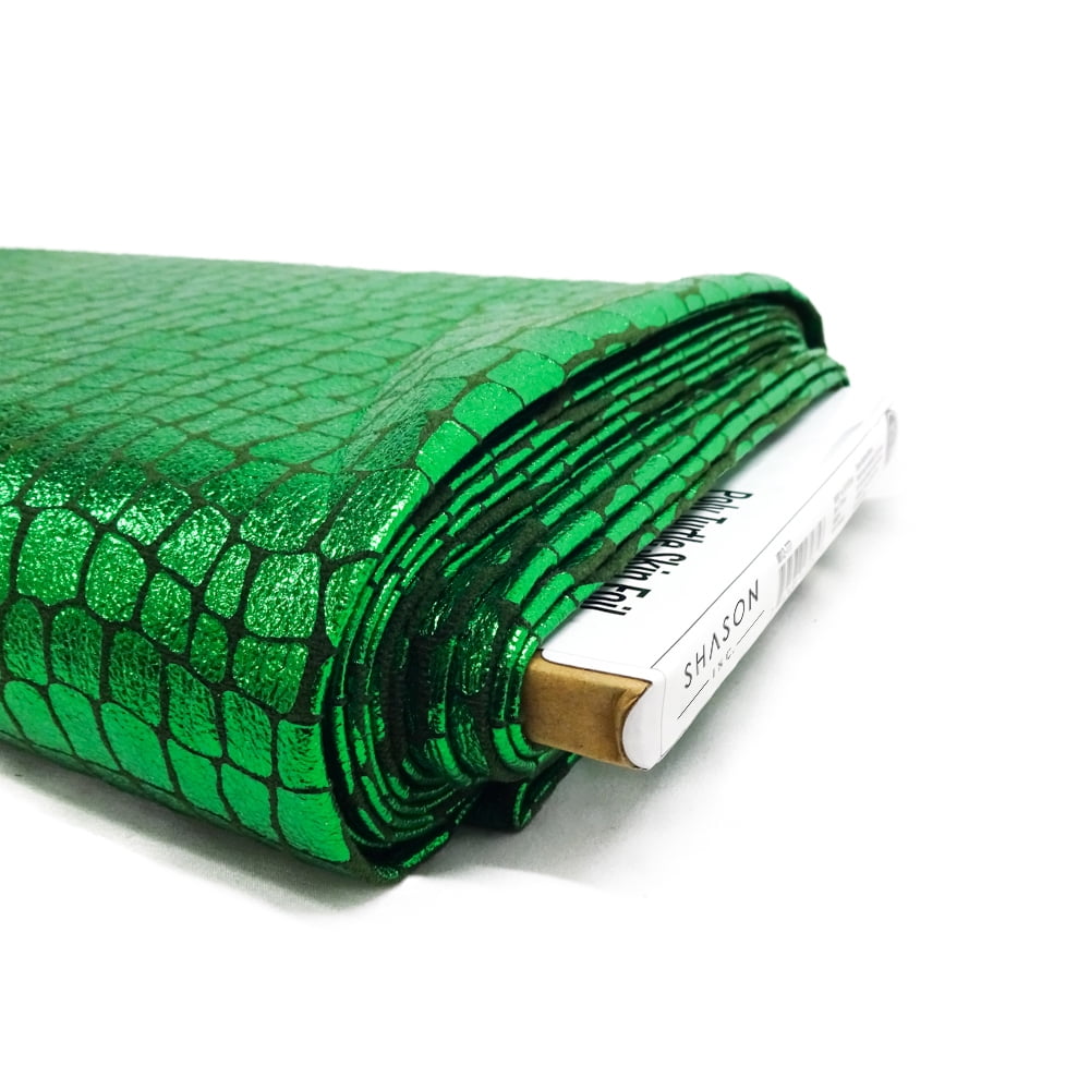 Shason Textile 60" Turtle Skin Foil Crafting Fabric by the Yard, Green
