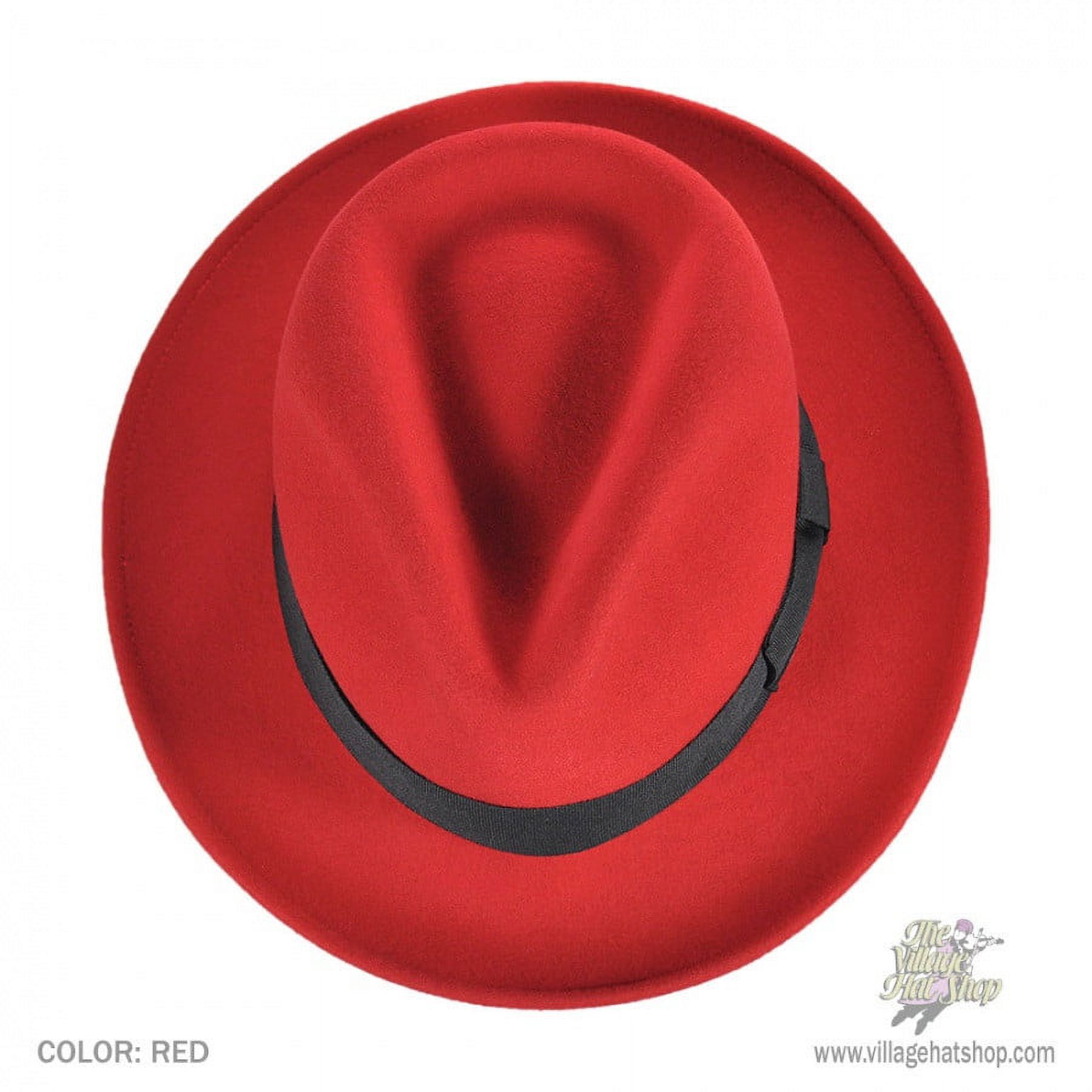 Pachuco Crushable Wool Felt Fedora Hat - L - Red - image 4 of 6