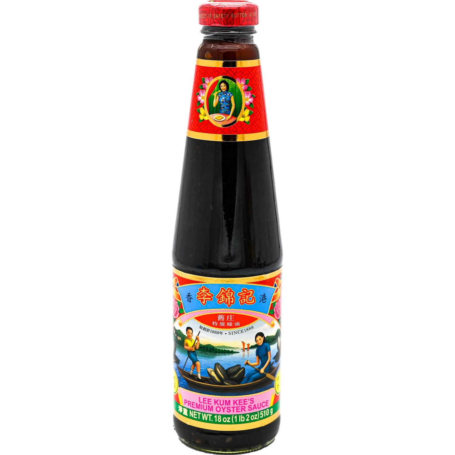 NineChef Bundle - Lee Kum Kee Premium Oyster Sauce 18-Ounce Glass Bottles (Pack of 2) + 1 NineChef Brand ChopStick