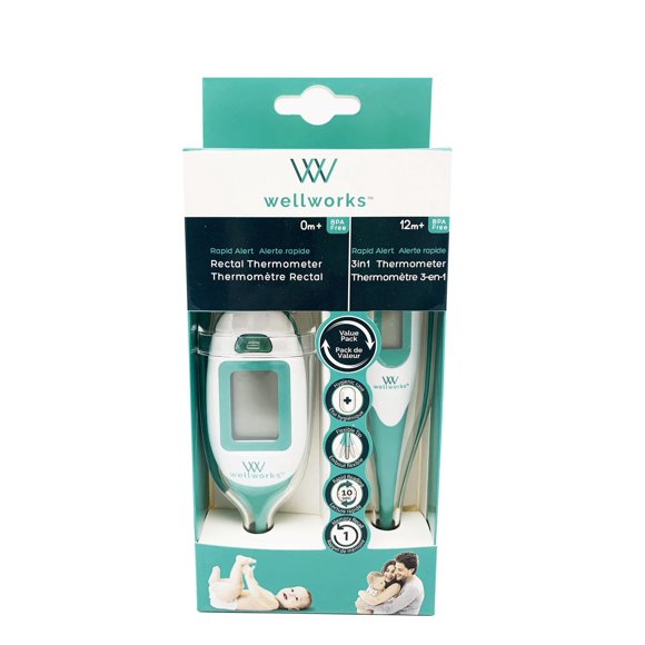 Wellworks™ Combo Rapid Alert Rectal & 3in1 Digital Thermometer | Ages 0 months +