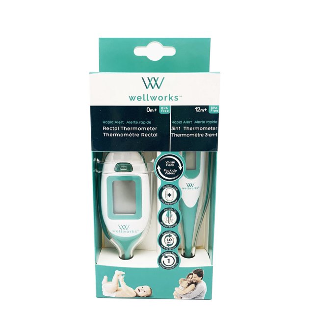 Wellworks™ Combo Rapid Alert Rectal & 3in1 Digital Thermometer | Ages 0 months +