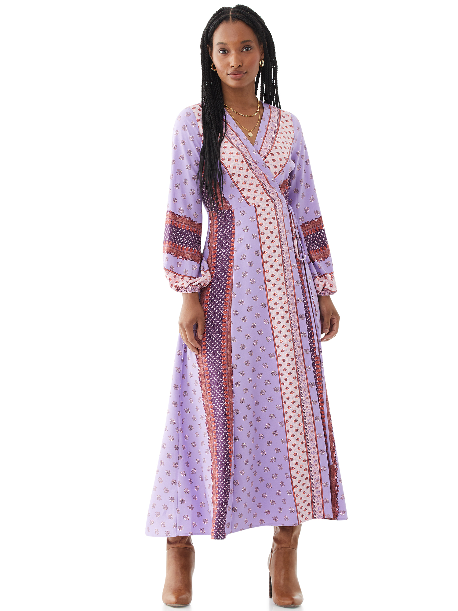 Scoop Women's Printed Maxi Wrap Dress 