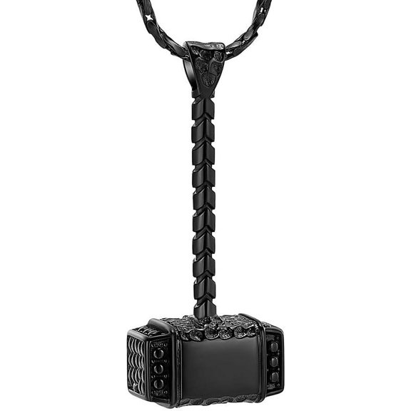 Norse Viking Thor's Hammer Cremation Jewelry Urn Necklace for Ashes Holder for Women Men Stainless Steel Keepsake Memorial Pendant