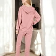 thumbnail image 2 of Women's Waffle Knit Hoodie Lounge Set with Front Pocket and Relaxed Fit Pants - X Large, Mauve Pink, 2 of 6