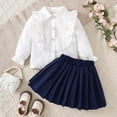 thumbnail image 6 of Tiijoy Toddler Girls School Uniform Ruffle Long Sleeve Shirt Pleated Skirt Outfits, Sizes 3-4Y, 6 of 7