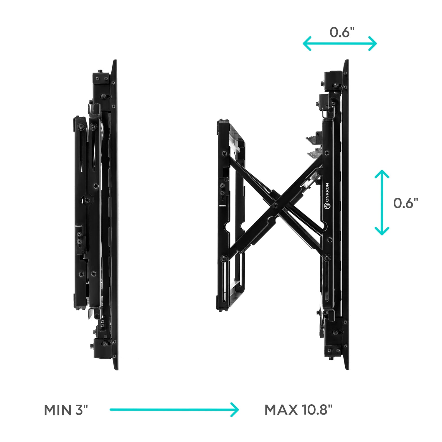ONKRON Adjustable Video Wall Mount for 50 – 70 Inch TV Mount , Video Walls and Panels up to 110 lbs , Video Wall Mounting System - max VESA 600x600 - Large TV Wall Mount / TV Mounting Bracket Black