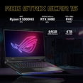 thumbnail image 3 of asus 2023 ROG Strix Scar 15 15.6 Pieds' 300Hz IPS Type FHD Ordinateur Portable de Jeu, AMD Ryzen 9 5900HX, 64 Go RAM, 4 To PCIe SSD, Clavier Rétroéclairé, GeForce RTX 3080, WiFi 6, Win 11 Pro, Noir, Carte USB 32 Go SnowBell, 3 of 5