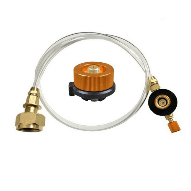 "Ensemble Universel d'Adaptateurs au Propane GPL pour Cuisinières de Camping en Plein Air - Comprend Valve de Boyau et Connecteur de Réservoir Plat/long"