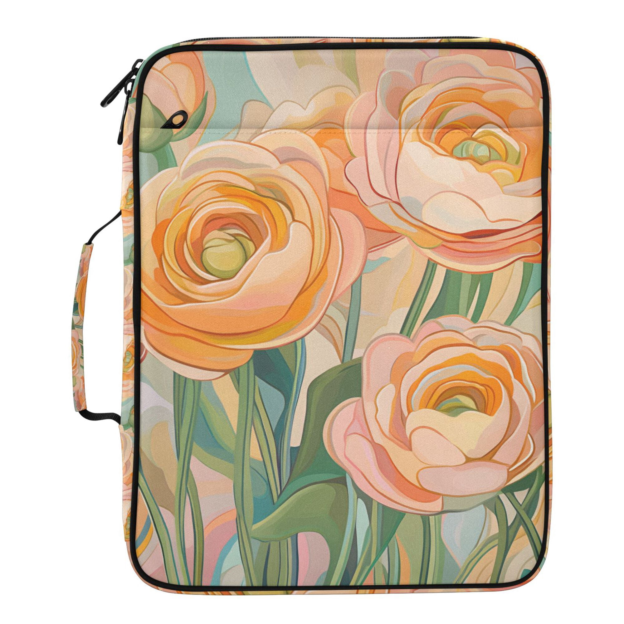 FORMRS Accordion File Folder A4 Size 7-Pocket Expanding Document Organizer Bag with 3 Ring Binder, Abstract Floral Art