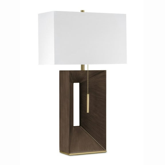 NOVA OF CALIFORNIA Parallux Standing Table Lamp Walnut & Weathered Brass