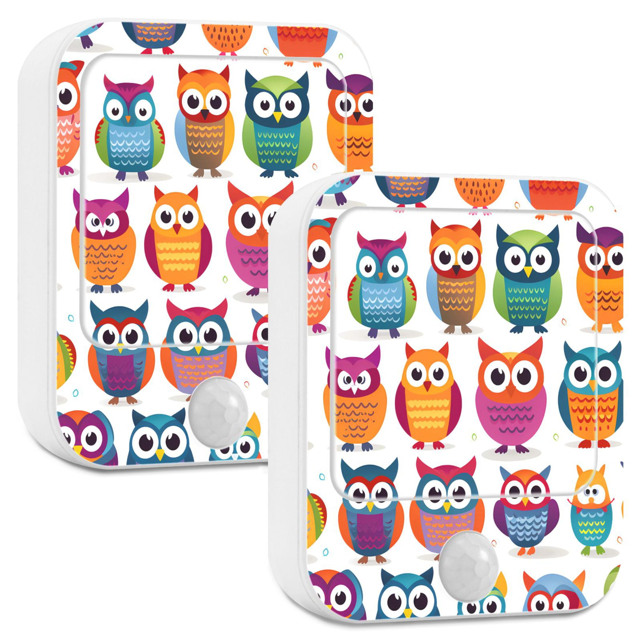Owls Cartoon Night Lights Plug into Wall LED with Auto Light Sensor Warm Light for Kids Hallway Bedroom Living Room Kitchen Bathroom Set of 2