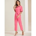 thumbnail image 2 of DARING DIVA Women's Button Up Tie Waist Jumpsuit with Pockets L Watermelon Red, 2 of 6