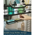 thumbnail image 5 of Consumest 3-Tier Hanging Shower Caddy Over the Door, Large Capacity Hanging Shower Organizer With Double Soap Holder & 8 Hooks Stainless Steel No Drilling Over Door Shower Shelf for Bathroom, Black, 5 of 7