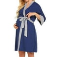 thumbnail image 5 of Tnhcen Plus Size Pregnant Postpartum Loose-Knit Cotton Robe | Color-Contrast Trim Nursing Wear | S-2XL Maternity Pajamas Loungewear for Comfort & Ease, 5 of 6