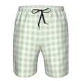 thumbnail image 4 of Kdxio Pistachio Green Checkboard Pattern Mens Casual Shorts - Drawstring Summer Beach Sports Shorts for Men, 4 of 9
