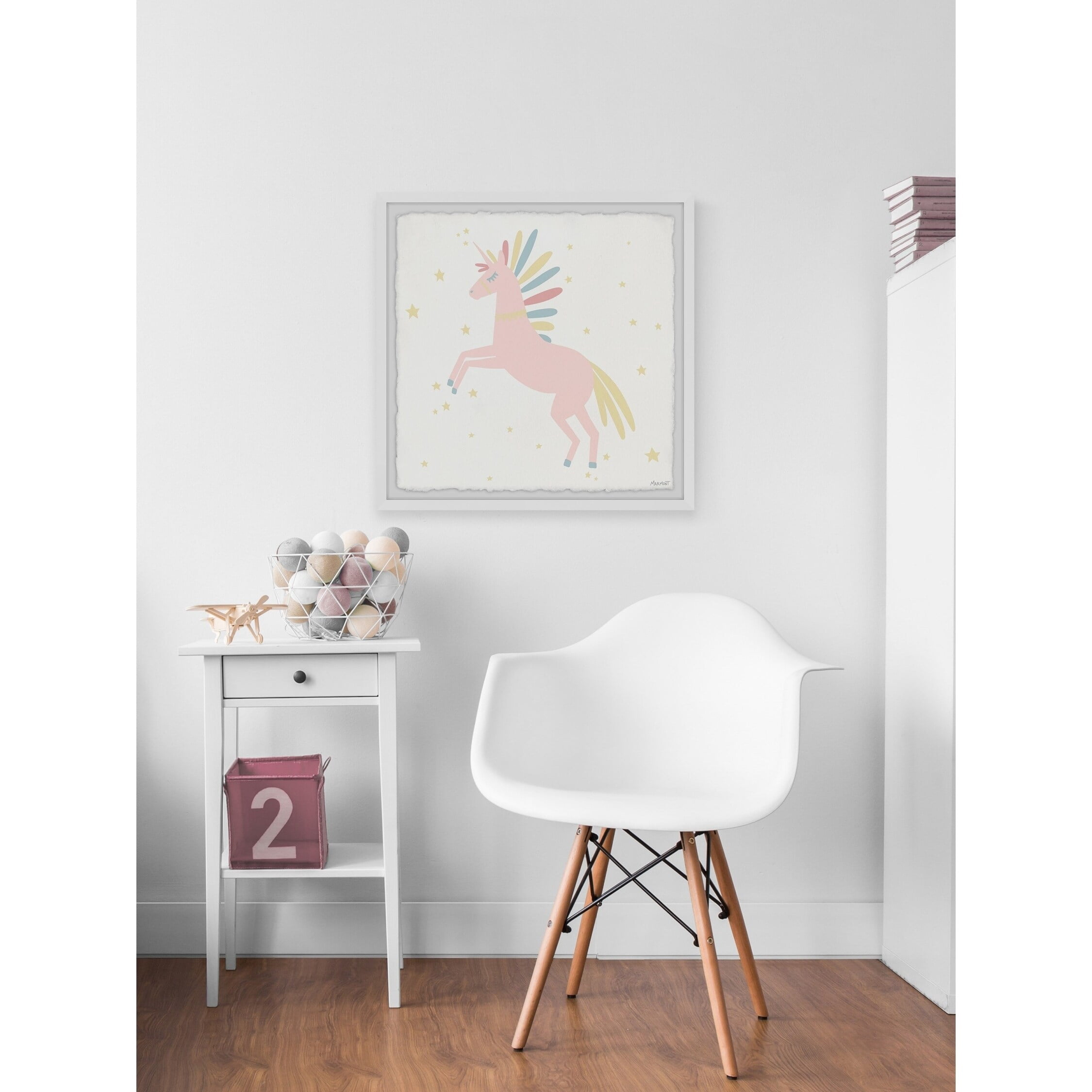 Marmont Hill Prancing Unicorn Framed Wall Art, 24" x 24"