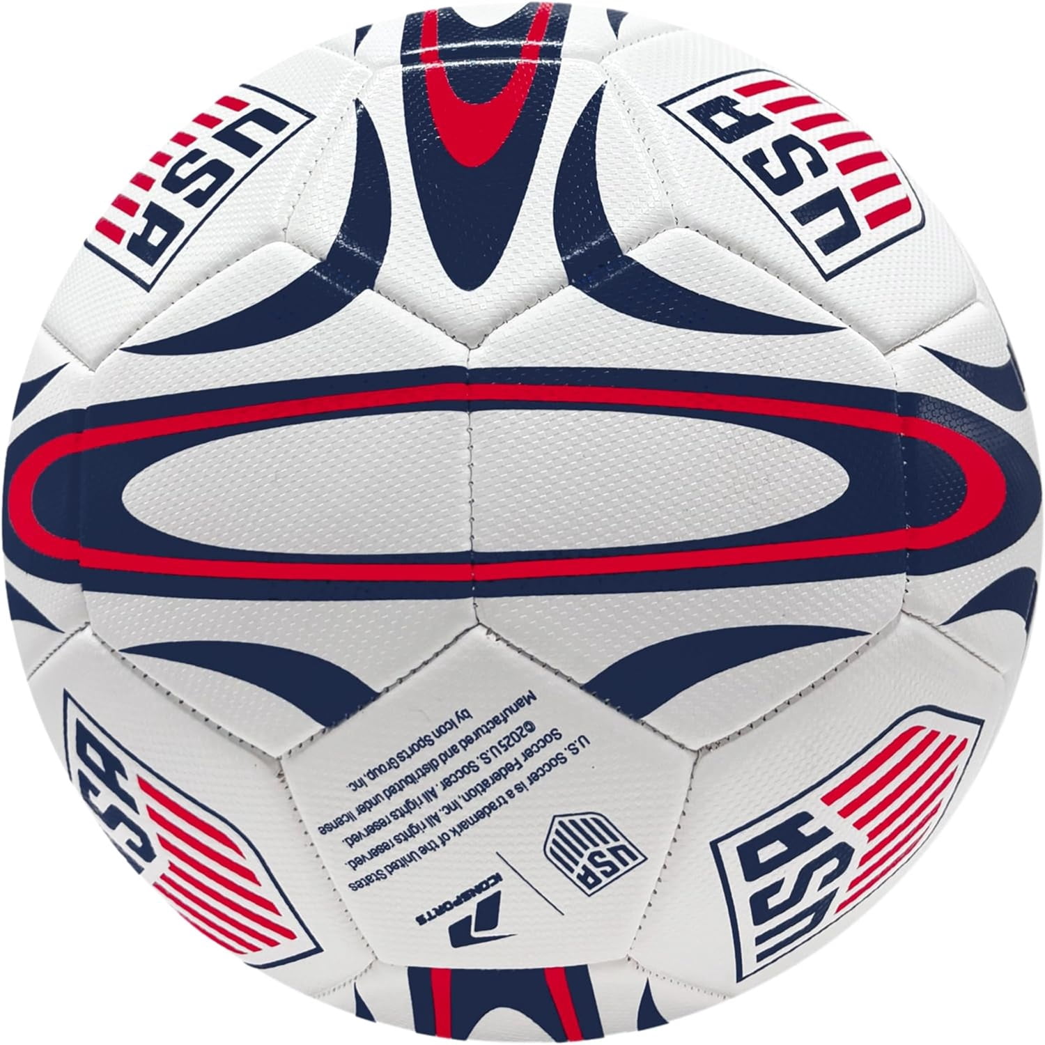 Icon Sports Official Licensed US Soccer Federation Soccer Ball - USSF188BL White Size 5