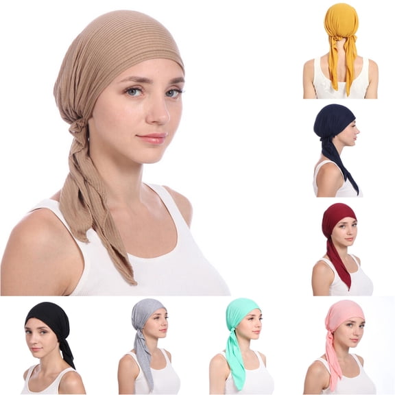 XIAOCHA Womens Tie‑Back Turban Cap Breathable Hats for Home Relax Daily Turbanheadwraps,Khaki