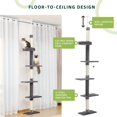thumbnail image 5 of Pefilos Adjustable 90"-108" Tall Cat Tree for Indoor Cats, Multilevel Cat Tower with Sisal Scratching Posts, Floor-to-Ceiling Cat Condo for Adult Cats, Gray, 5 of 7