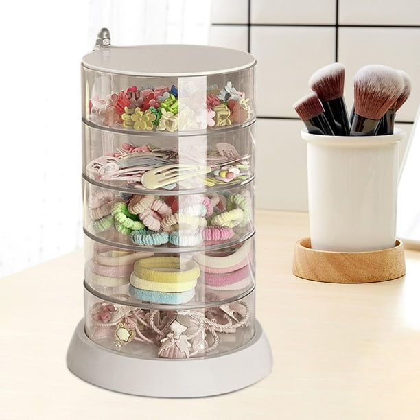 Caja de almacenamiento de joyería giratoria, organizador de joyas, estuche de joyería giratorio de 360 degree, organizador de accesorios para el cabello pa 5 capas