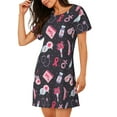 thumbnail image 2 of Fotbe Chemise de Nuit en Coton pour Femmes, Manches Courtes, Motif Sensibilisation au Cancer du Sein, Décontractée, Imprimée, 2 of 6