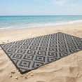 thumbnail image 4 of LUOVEN 4x6 Waterproof Outdoor Rug Reversible Plastic Straw Carpet for Deck, RV, Camping, Backyard, Porch, Garden, Black & Grey, 4 of 8
