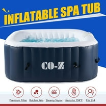CO-Z 2-4 Person PVC Inflatable Bathtub w 120 Jets & Hot Tub Cover for Backyard & More Blue