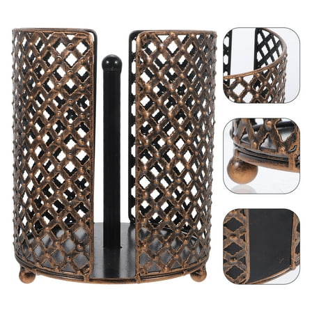 Supvox Vintage Toilet Roll Holder Paper Towel Stand Iron 1Set Dark Brown