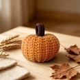 thumbnail image 5 of CHENjy Knitted Pumpkin Table Decor, Handmade Fall Centerpiece Ornament with Soft Crochet Design, Rustic Desktop Figurine for Mantel Shelf and Home Display, 2 PCS, Orange, 5 of 5