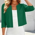 thumbnail image 4 of dazeni Women's 3/4 Sleeve Cardigan Jackets Fashion Open Front Cardigans Lightweigt Bolero Shrugs for Dresses Green, 4 of 6