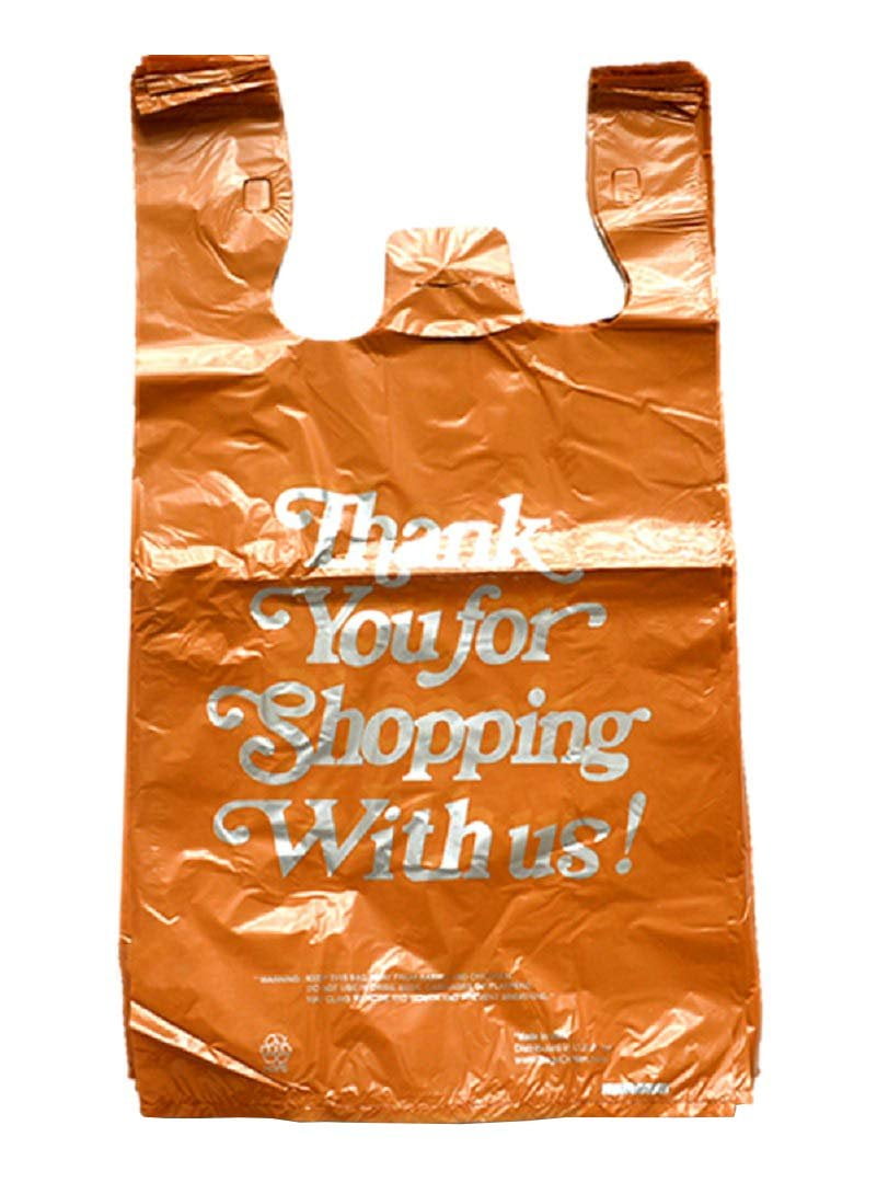 APQ Pack of 700 Thank You Plastic Bags 12 x 6 x 22. Orange Carry-Out T ...