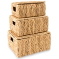 thumbnail image 7 of TREVIETDECOR Wicker Storage Baskets with Lids, Set of 3 Rectangular Water Hyacinth Baskets, 7 of 7