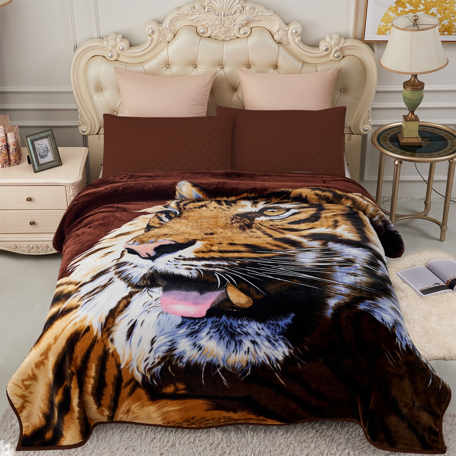 JML King Size Soft Warm Fleece Bed Blanket Reversible Thick Mink Blanket 83 x 91 inches,5.7lbs