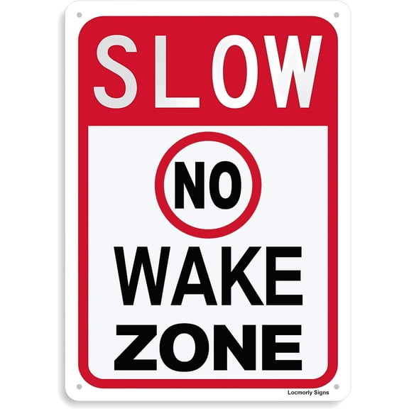 Slow Down Sign, No Wake Zone Sign, 12x16 Inch, Reflective Durable Laminated Aluminum Sign