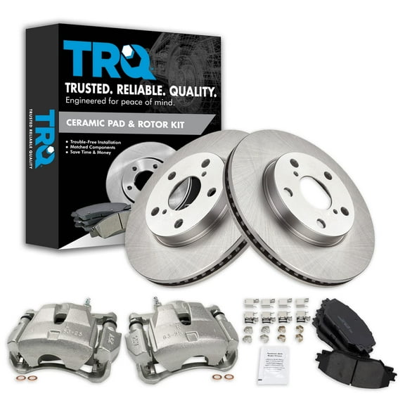 TRQ Front Brake Calipers Ceramic Pads & Rotors Fits Select 2006-2018 Toyota RAV4