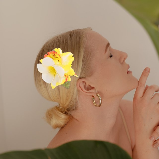 unbranded Pinza Para Con Flor Plumeria Beige Ideal Para Y Eventos
