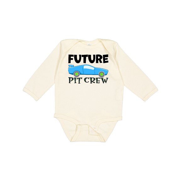 Inktastic Future Pit Crew Blue Race Car Boys or Girls Long Sleeve Baby Bodysuit